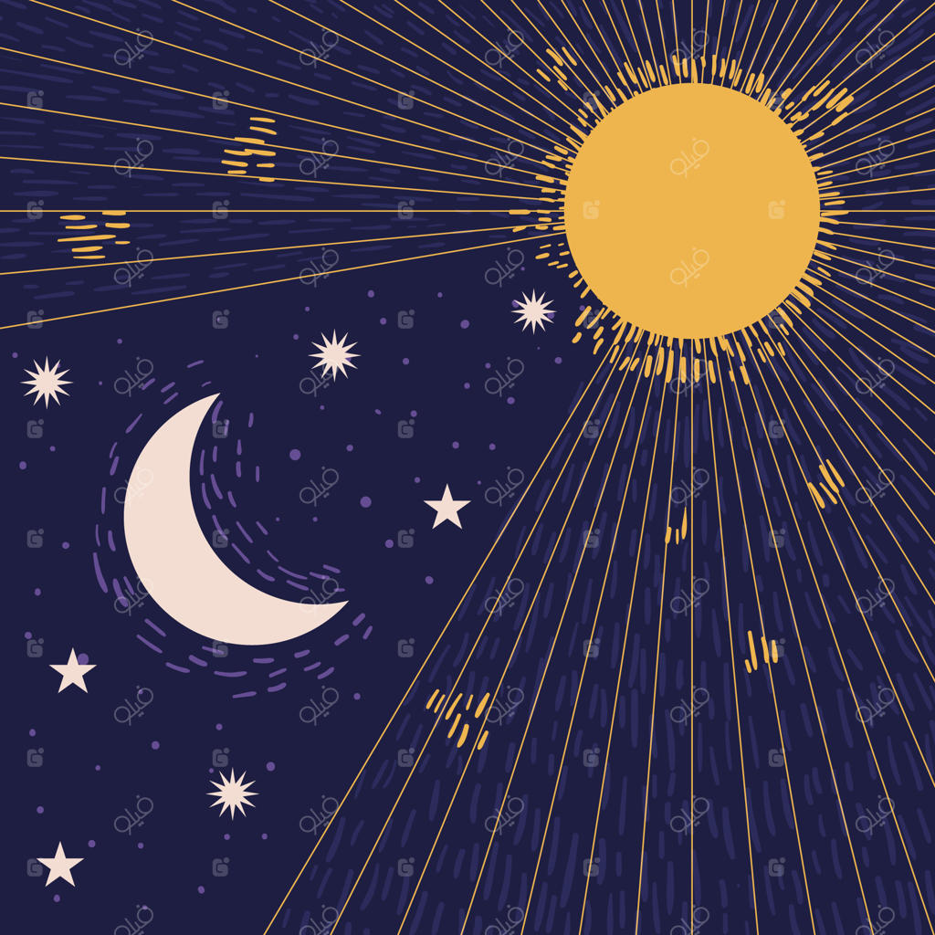 تصویر ساده خورشید و ماه