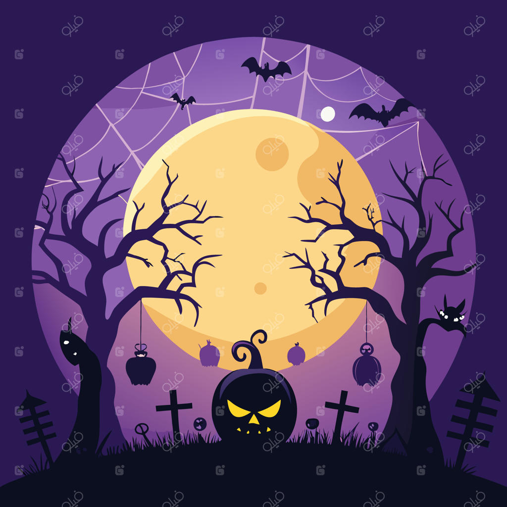 تصویرسازی تخت برای جشن هالووین