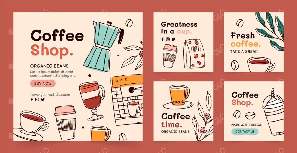 پست‌های اینستاگرام با طرح‌های دستی از مزارع قهوه