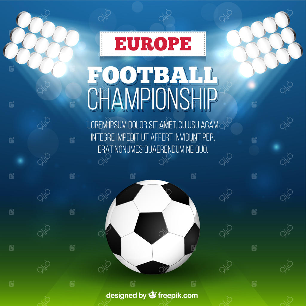 توپ در پس‌زمینه استادیوم فوتبال