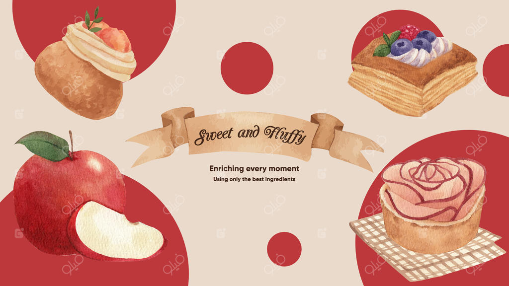 قالب بنر وبلاگ با طرح روز شیرینی‌پزی به سبک آبرنگی