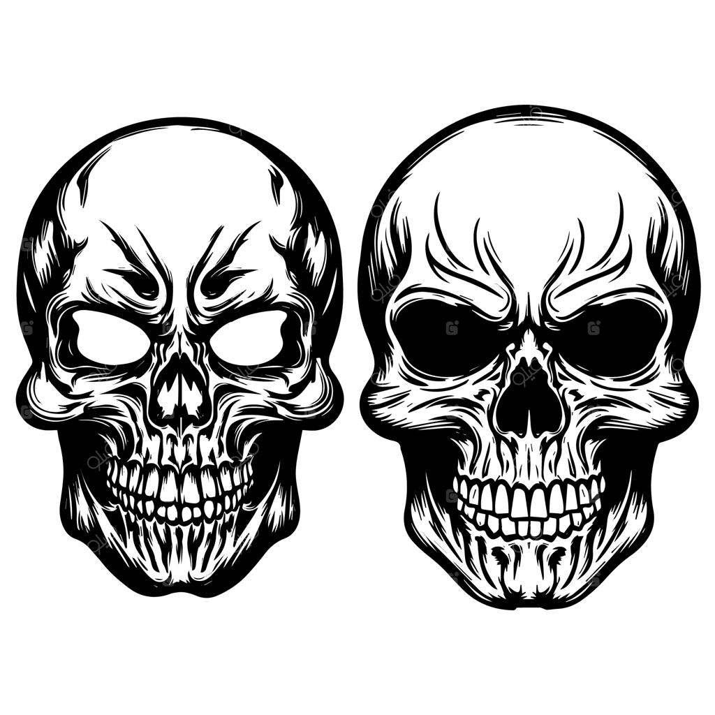 وکتور لوگوی جمجمه انسان به سبک وینتیج