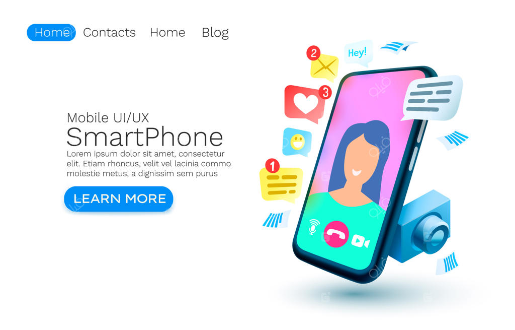 چت ویدیویی: فناوری نمایشگر موبایل و نور صفحه نمایش گوشی هوشمند وکتور