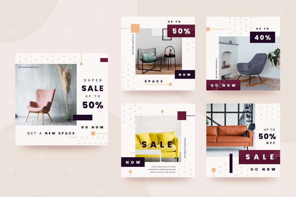 مجموعه پست‌های اینستاگرامی فروش مبلمان