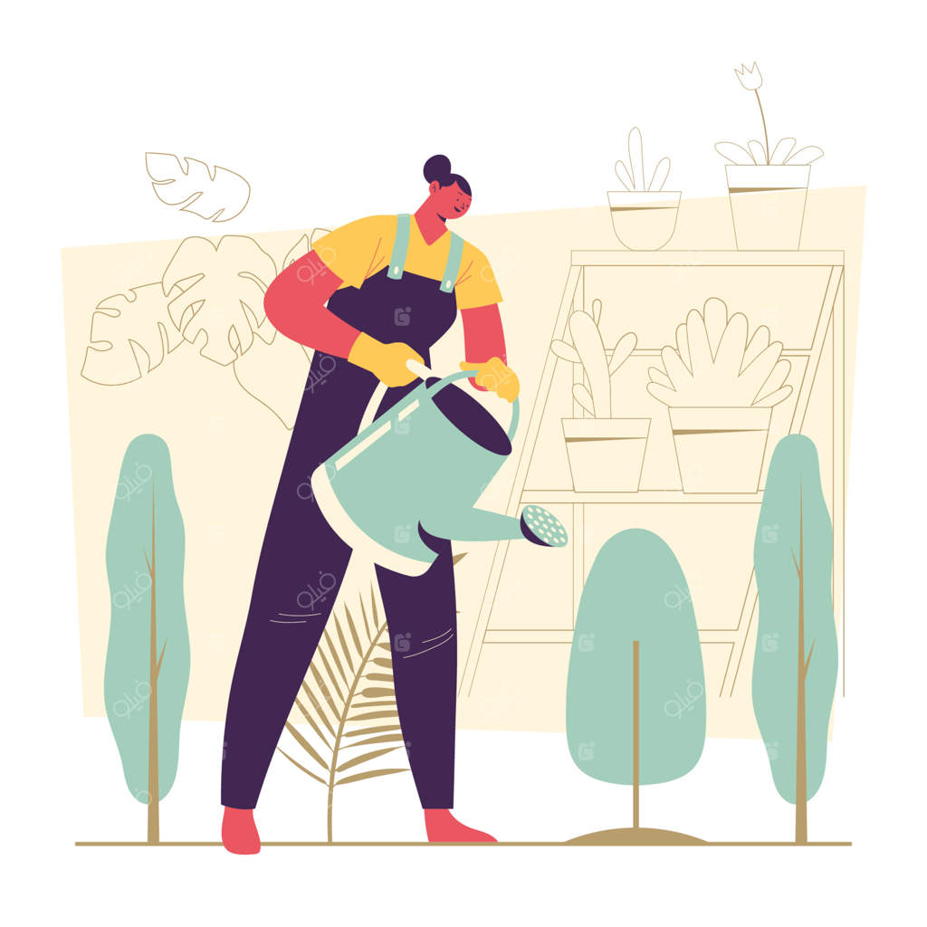 طرح مفهومی دختر باغبان - برداری حرفه‌ای