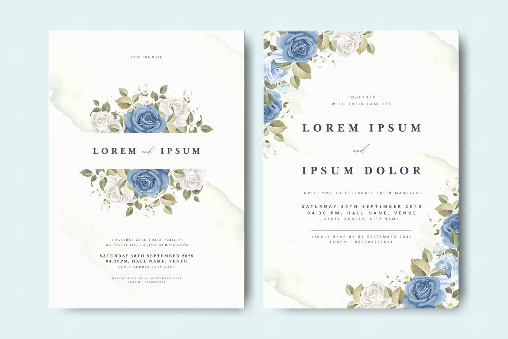 طراحی زیبا و حرفه‌ای کارت دعوت عروسی با طرح گل‌های وکتور