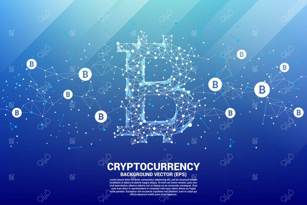 آیکون بیت‌کوین وکتور از اتصال نقطه‌ها: مفهومی برای فناوری ارز دیجیتال