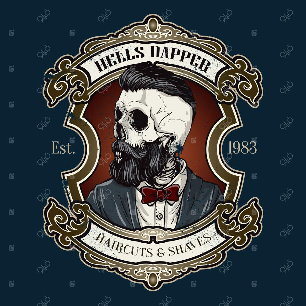 طراحی دستی لوگوی آرایشگاه به سبک قدیمی