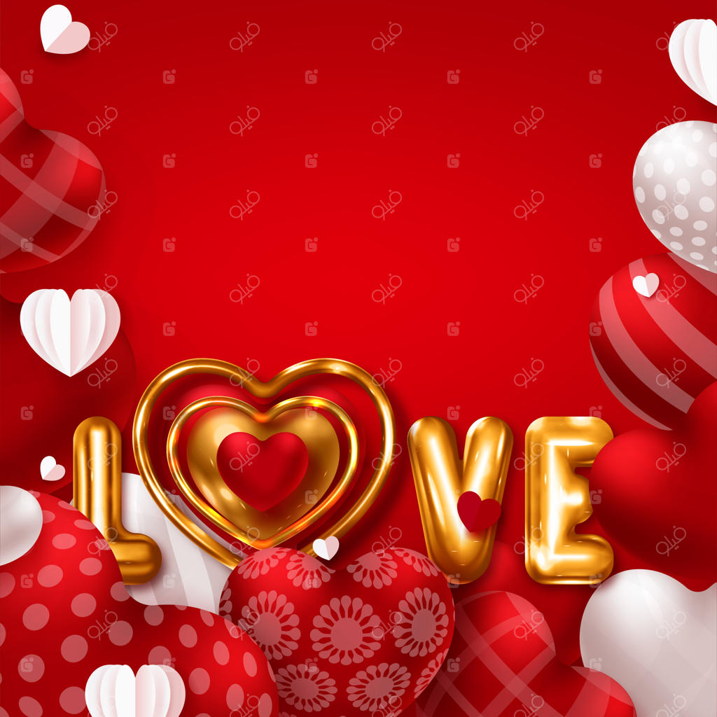 کارت پستال تبریک روز ولنتاین با بادکنک قلبی شکل