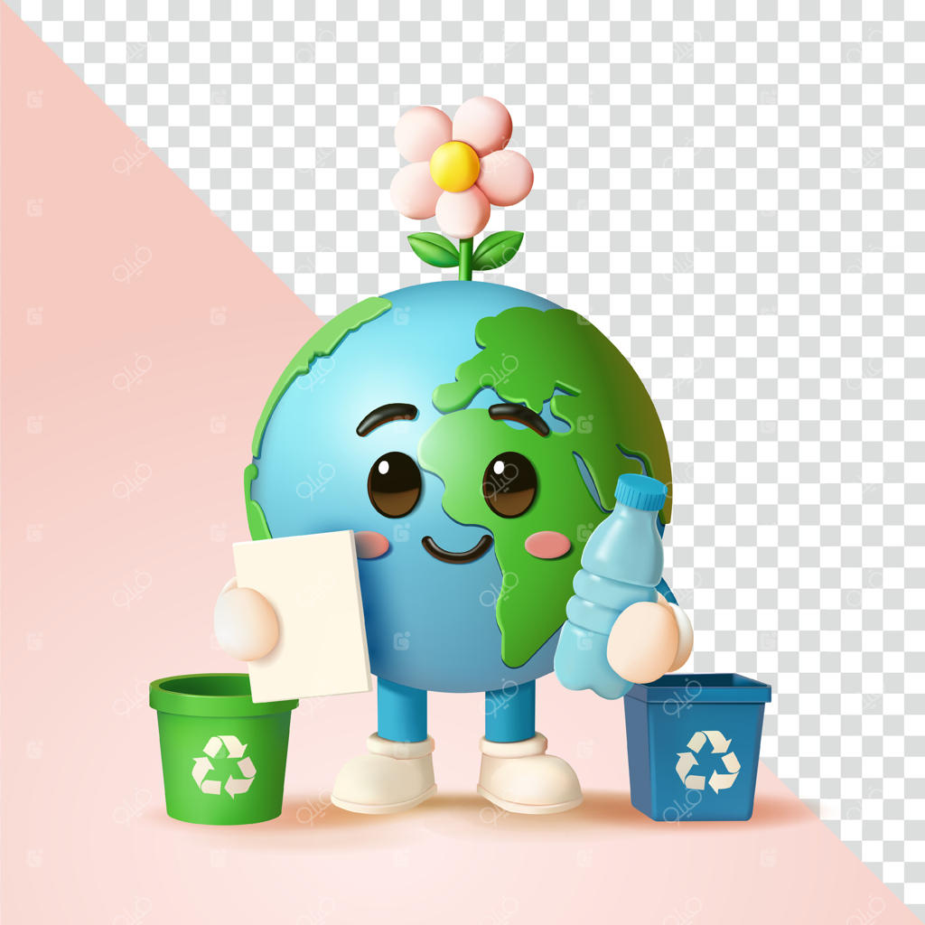 شخصیت جذاب زمین برای آگاهی‌بخشی به بازیافت - تصویر برداری حرفه‌ای