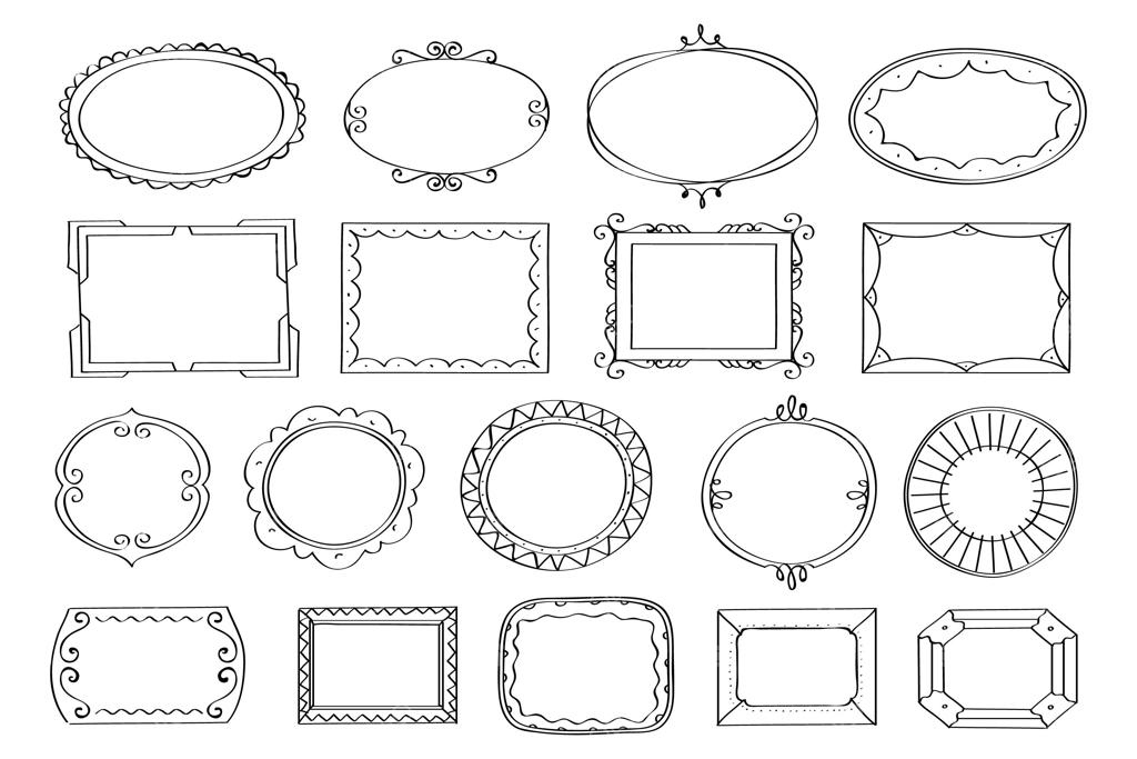 مجموعه قاب‌های طراحی شده با دست و دو دل