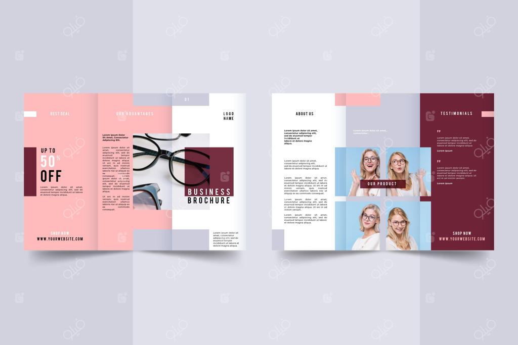 قالب بروشور سه‌لتّه مینیمال همراه با عکس