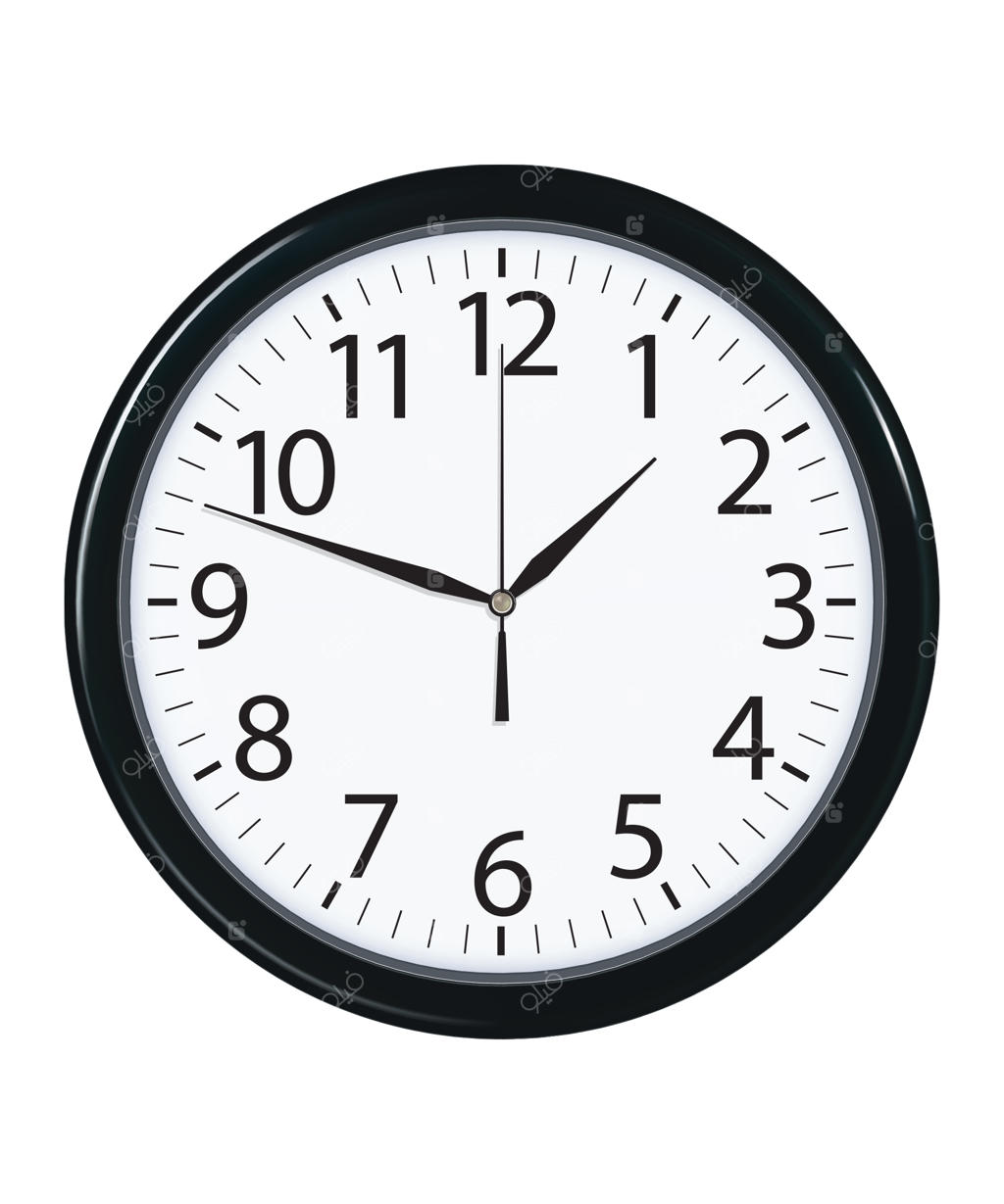 صفحه ساعت روی پس‌زمینه سفید