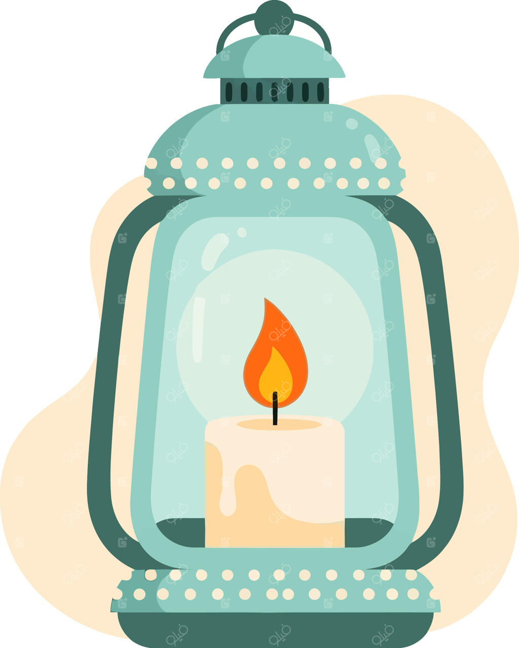 وکتور حرفه‌ای فانوس قدیمی و زیبا با شمعی گرم در داخل آن
