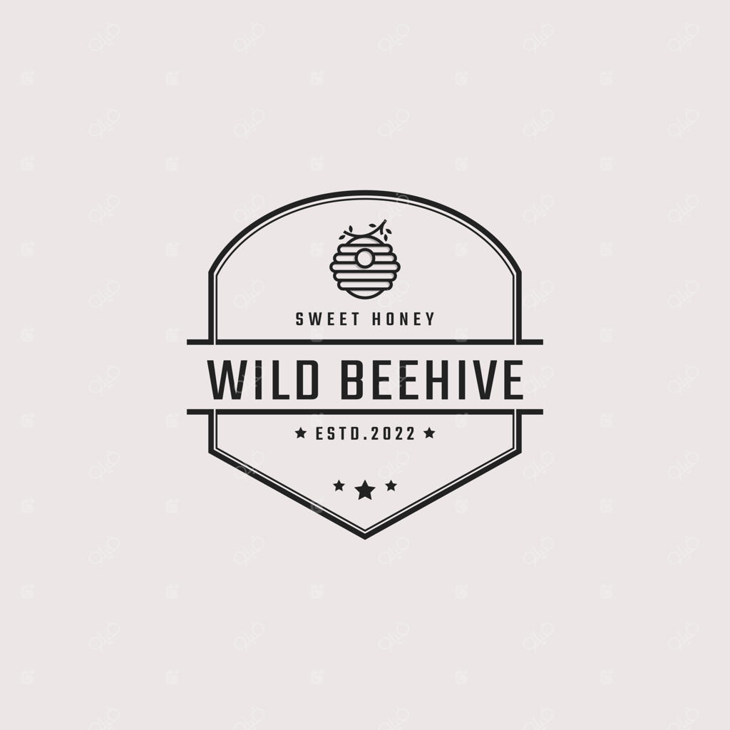 طراحی لوگوی کندوی عسل با سبک خطی وینتیج و رترو. تصویرسازی وکتور