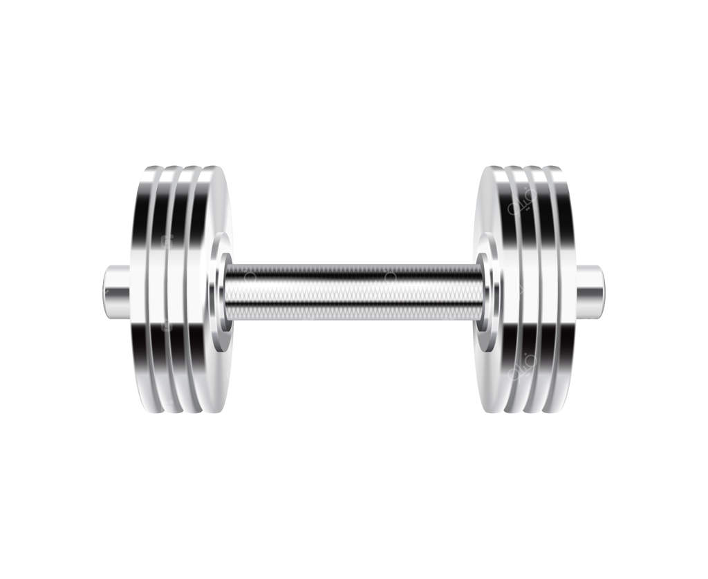 ترکیب واقعی هالتر و دمبل برای تناسب اندام، تصویر وکتور دمبل رنگ کروم جدا شده