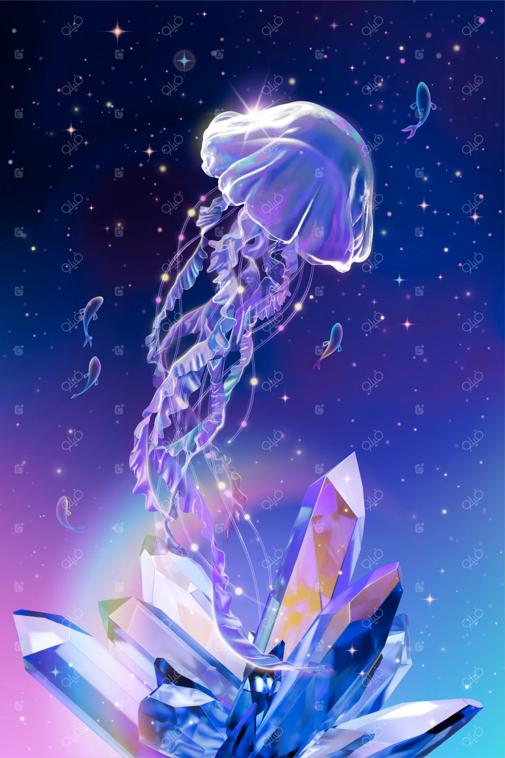 طراحی فانتزی دریایی سورئال سه‌بعدی