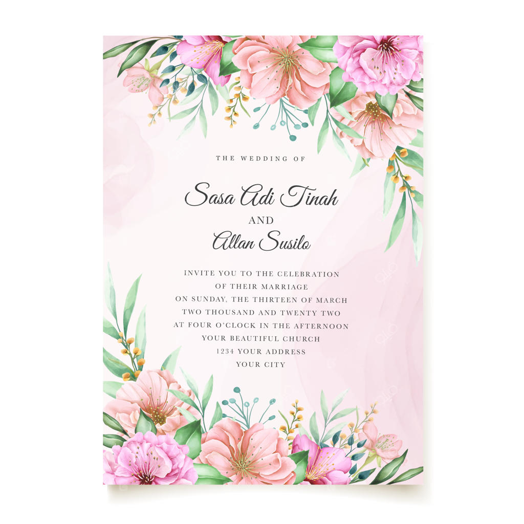 تم عروسی با دعوتنامه‌ای شیک و الهام‌گرفته از شکوفه‌های گیلاس