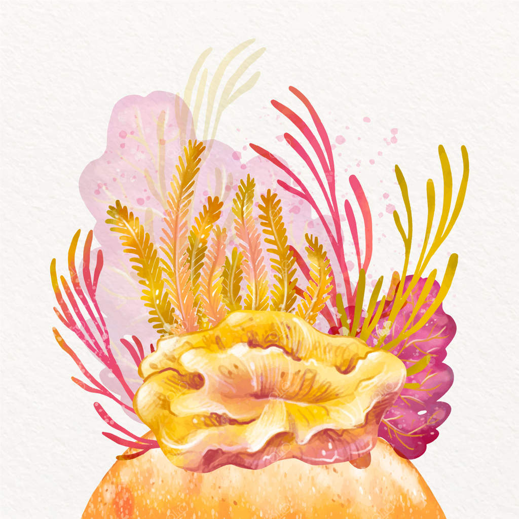 تصویرسازی روز جهانی صخره‌های آبی با آبرنگ