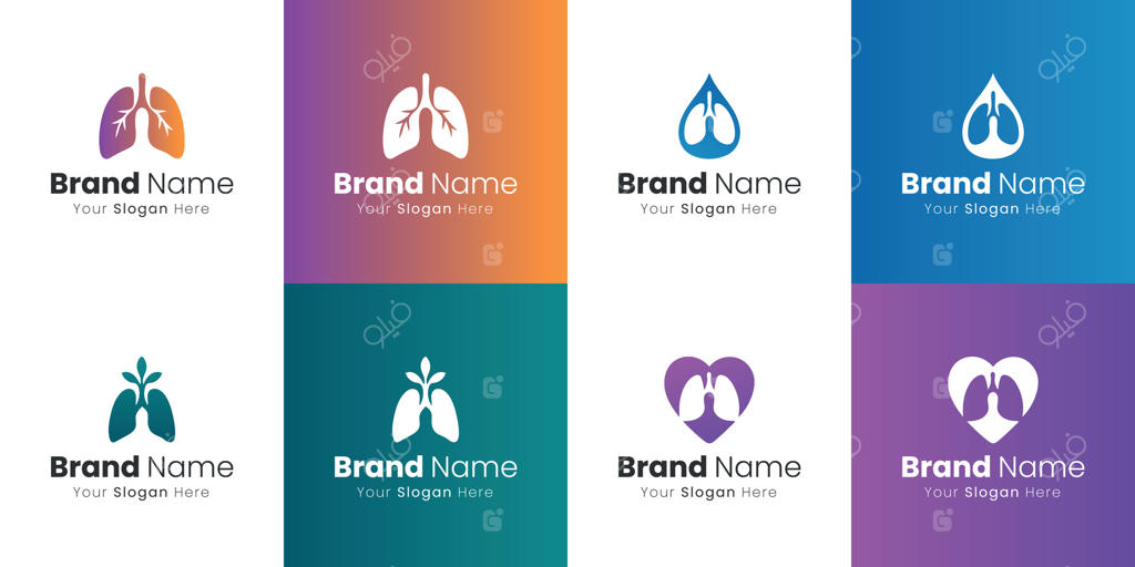 طراحی‌های مدرن لوگو با نمادهای ریه و قلب برای برندهای سلامتی و تندرستی