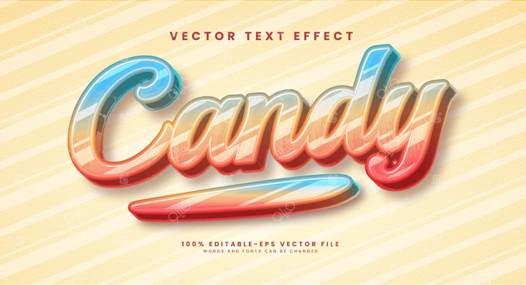 افکت متنی وکتور سه‌بعدی قابل ویرایش برای منوی غذاهای شیرین