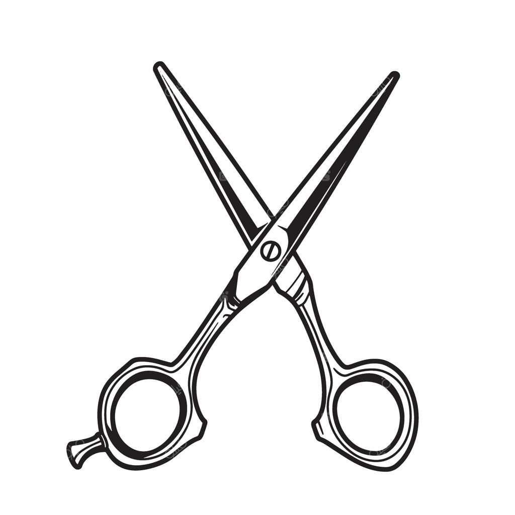 تصویری با جزئیات از سیلوئت قیچی آرایشگری در حالت ضربدری با طراحی ساده و مینیمالیستی.