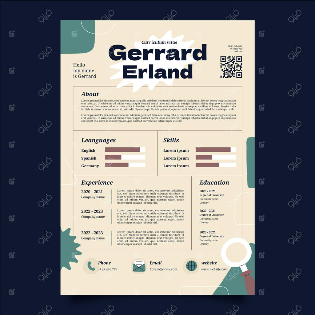 قالب رزومه مینیمالیستی به سبک رترو با طراحی تخت