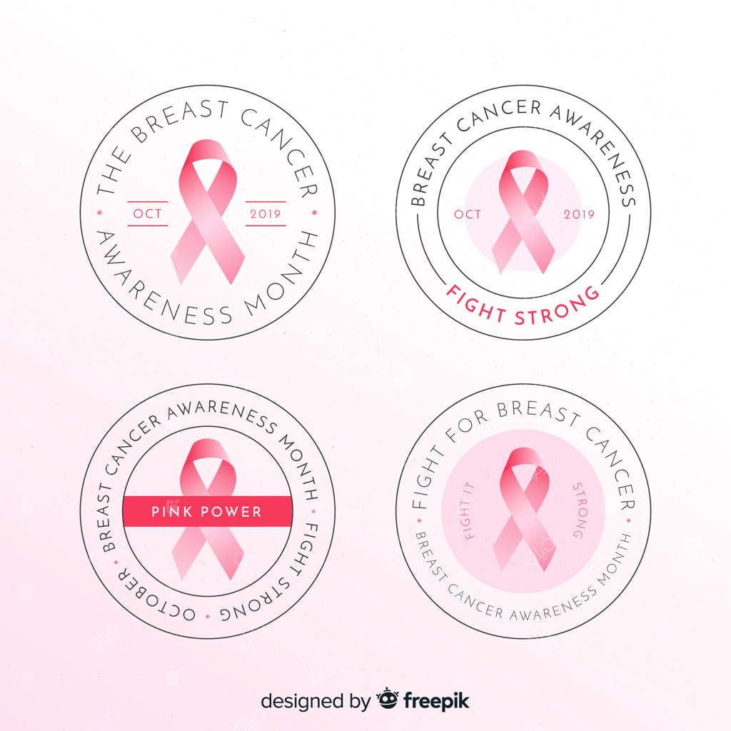 مجموعه نشان‌های دایره‌ای واقعی برای آگاه‌سازی سرطان سینه