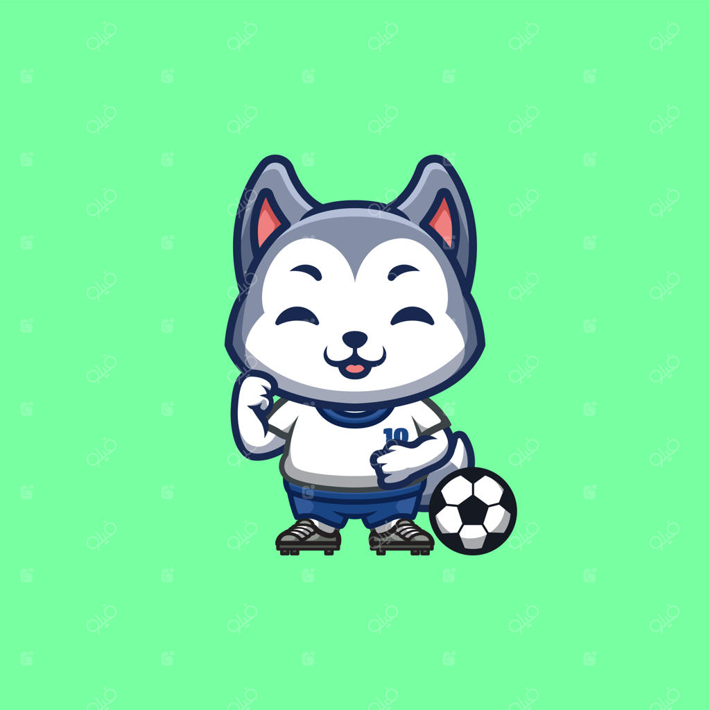 لوگوی خلاقانه و بامزه کارتونی مسکات فوتبال هاسکی