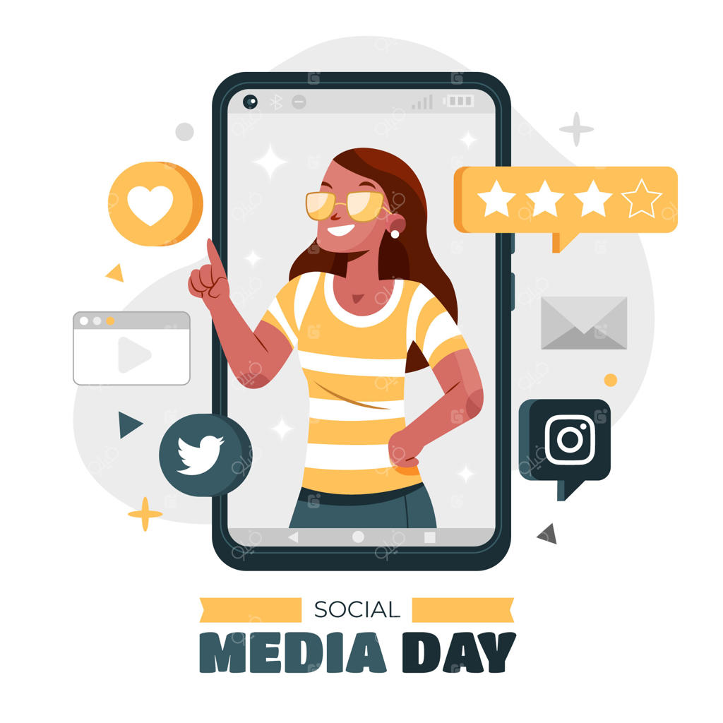 تصویرسازی فلت برای جشن روز رسانه‌های اجتماعی