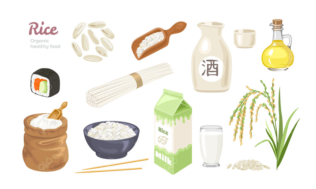 مجموعه‌ای از غذاهای برنجی.