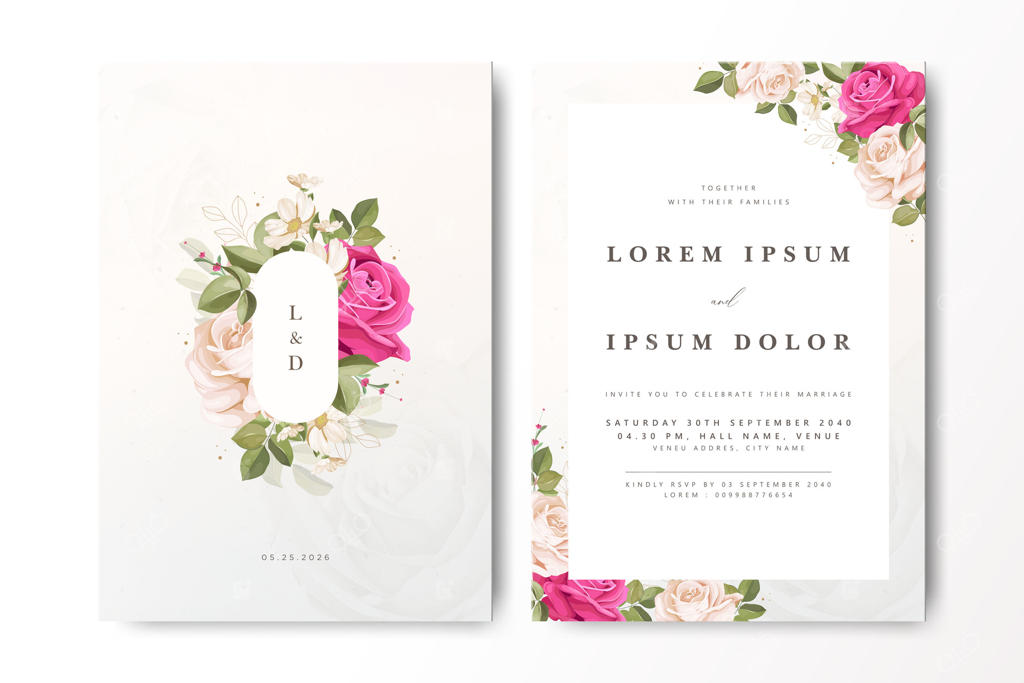 دعوتنامه عروسی با طرح گل‌های شیک