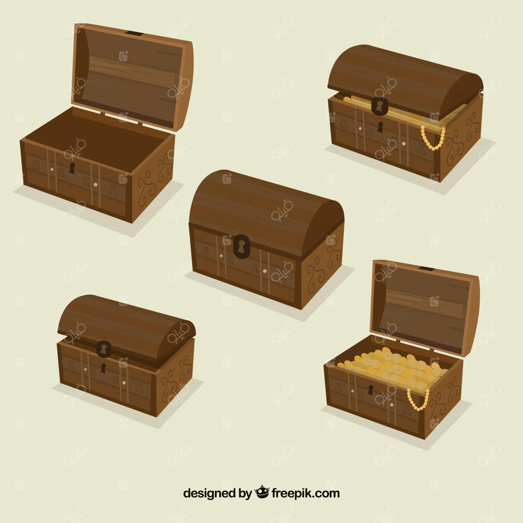 مجموعه‌ای از جعبه‌های گنج باز و بسته