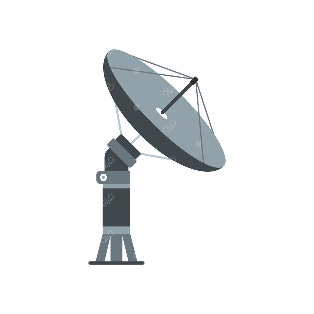 آیکون تخت آنتن سهموی جداشده در پس‌زمینه سفید