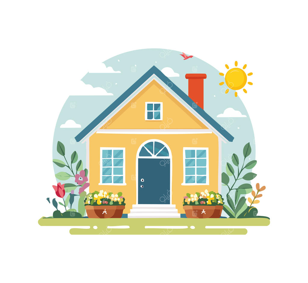 کلبه باغ در بهار