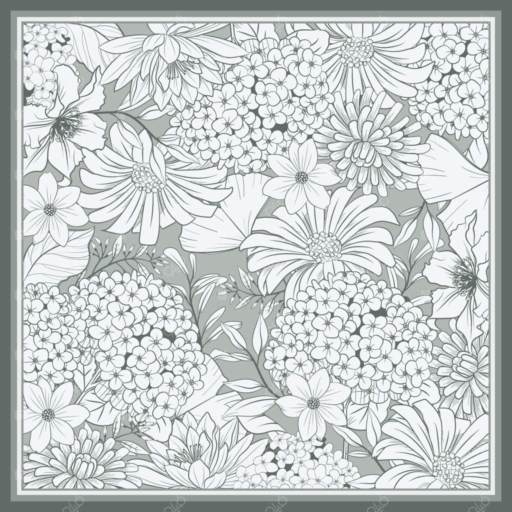 شال باغ گل‌دار کلاسیک با طراحی خطی