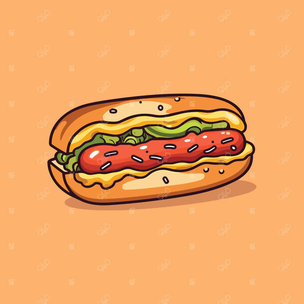 تصویرسازی هات داگ برای منو، پوستر و وب سایت