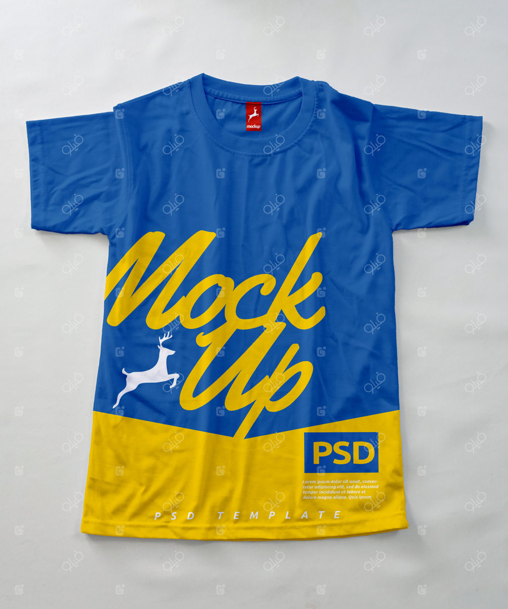 قالب موکاپ تی‌شرت آبی شیک برای طراحان