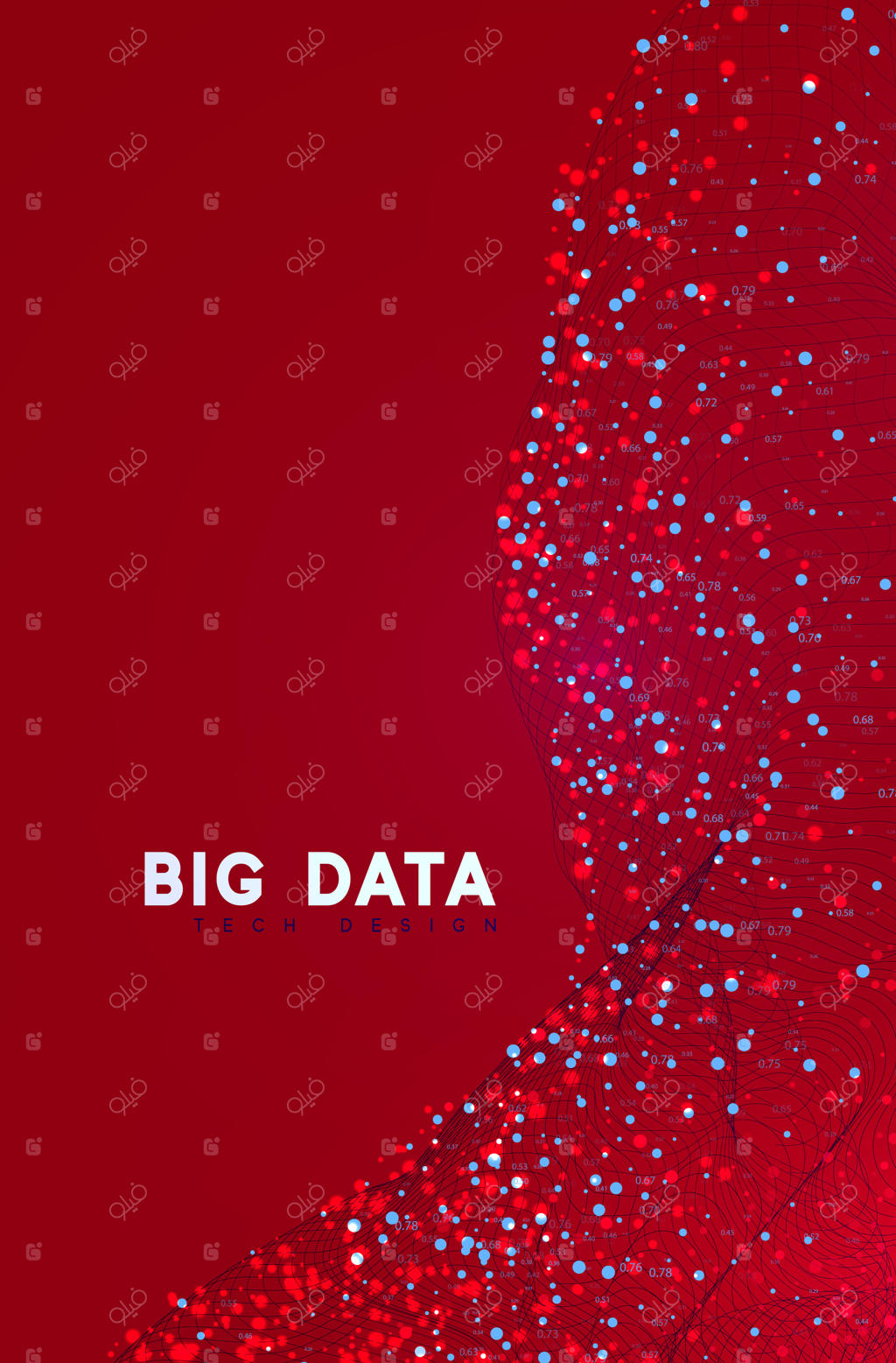 تصویرسازی کلان داده‌ها: موج اطلاعات و فناوری. پس‌زمینه‌ی انتزاعی آینده‌نگر از کلان داده‌های دیجیتال. محاسبه و پردازش داده‌های تحلیلی. تصویرسازی برداری