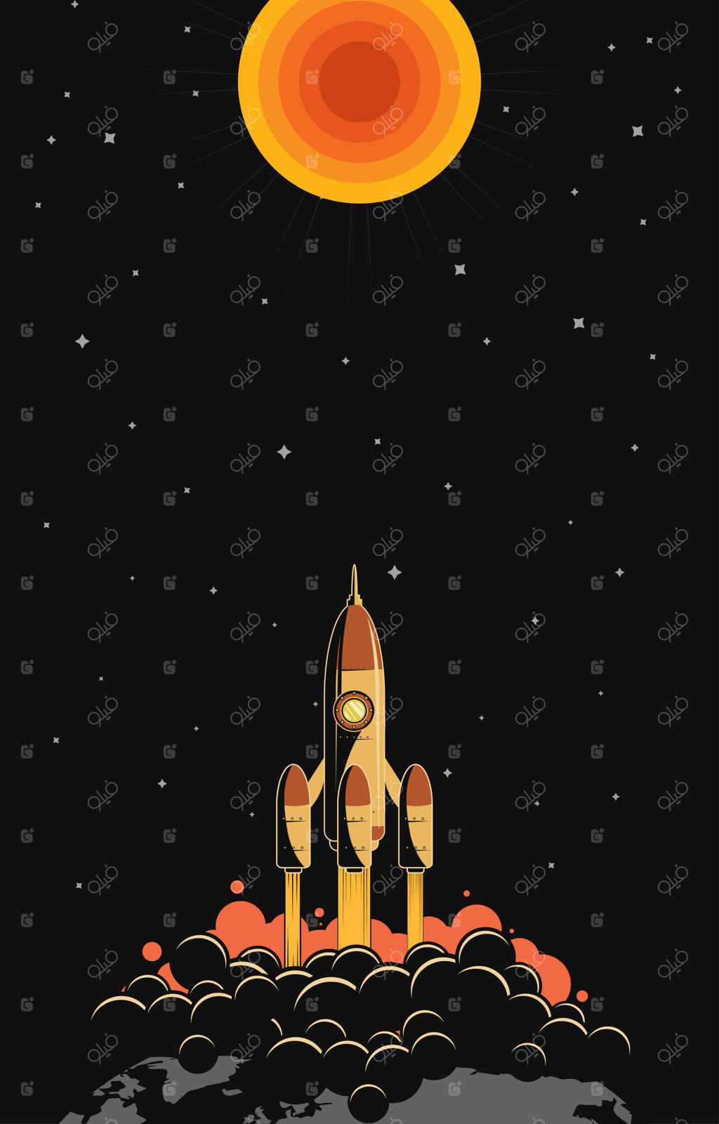 پس‌زمینه رترو فیوچریسم با طرح فضا