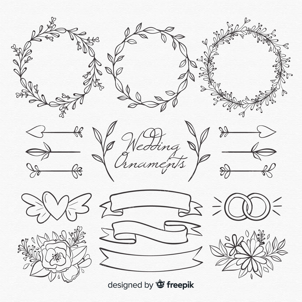 مجموعه تزئینات عروسی طراحی‌شده با دست