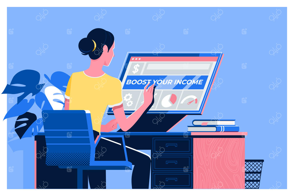 درآمد خود را افزایش دهید - زنی با لپ‌تاپ در حال کار است