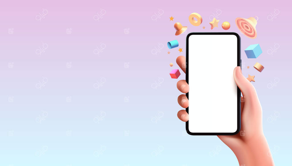 آیکون‌های صفحه‌سفید تلفن دستی، تبلیغات محصول اسباب‌بازی‌های سه‌بعدی وکتور تلفن