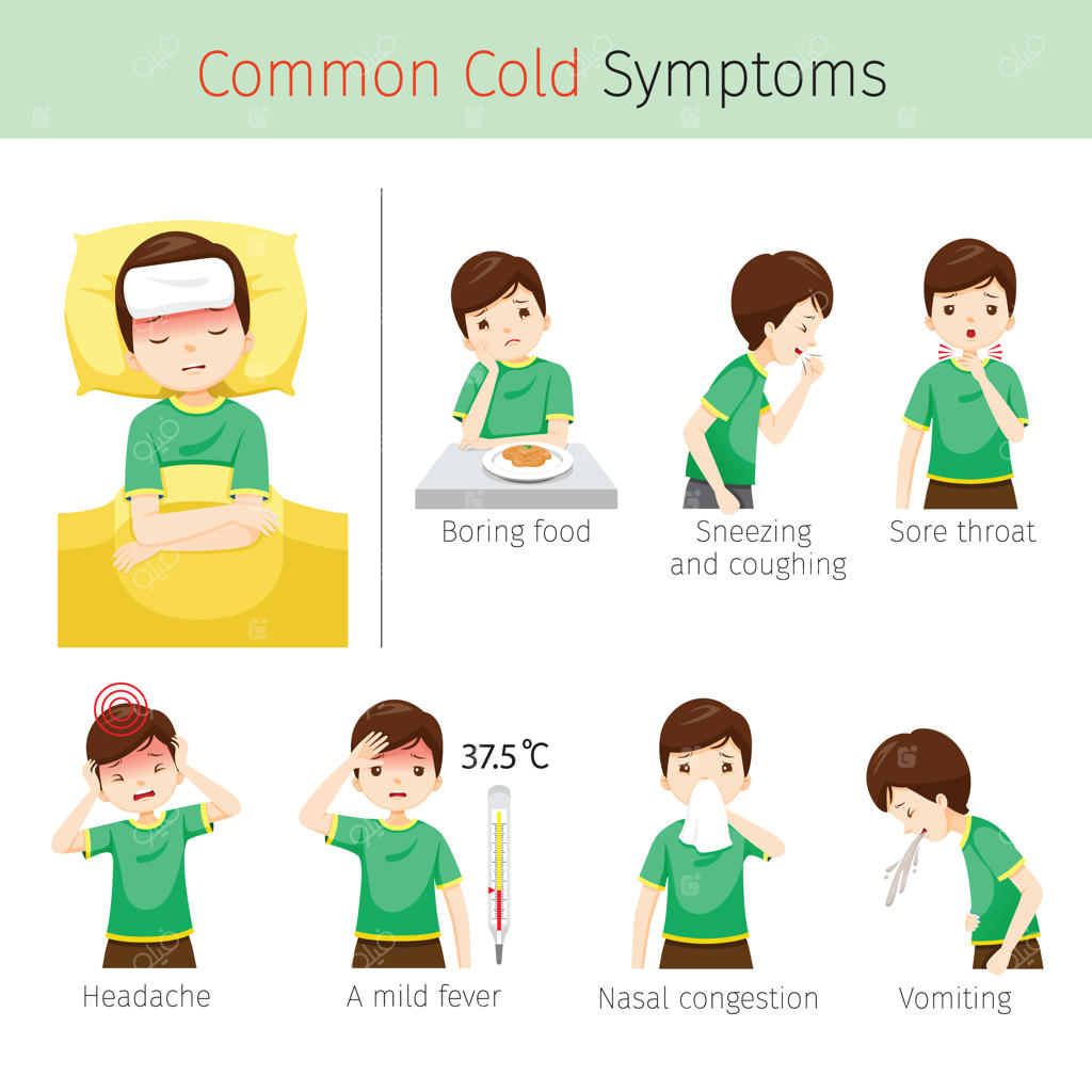 مردی با علائم سرماخوردگی