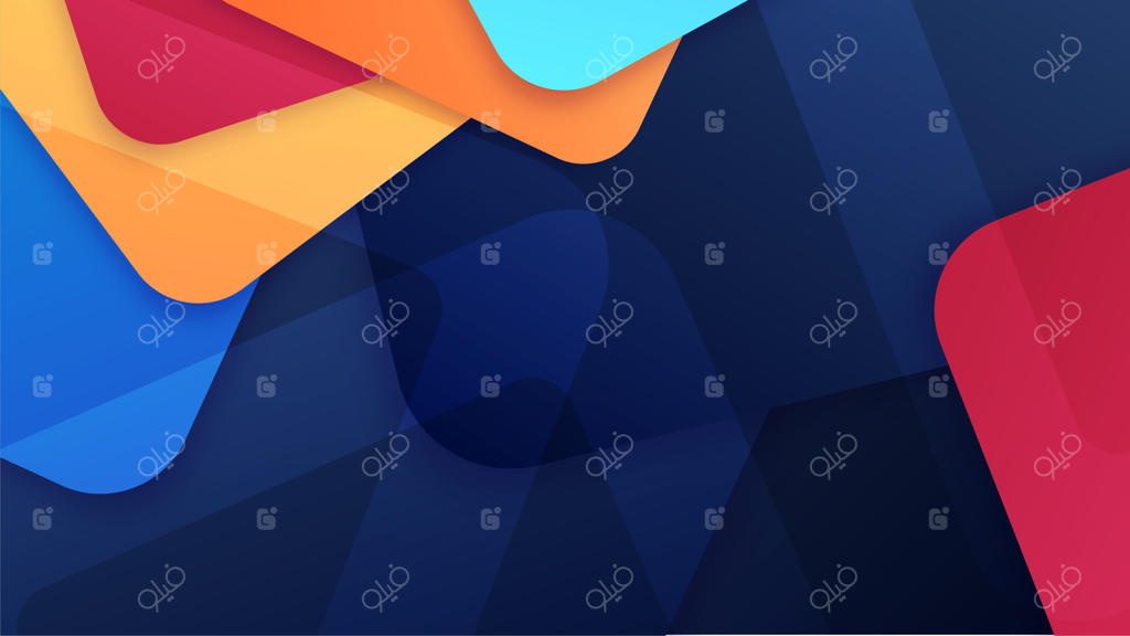 پس‌زمینه طراحی هندسی انتزاعی رنگارنگ با شکل‌های آبی پویا