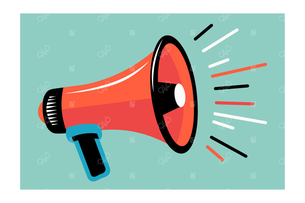طرح وکتور بلندگو و مگافون رنگارنگ مناسب جشن‌ها، آیکون و نماد گرافیکی بلندگو