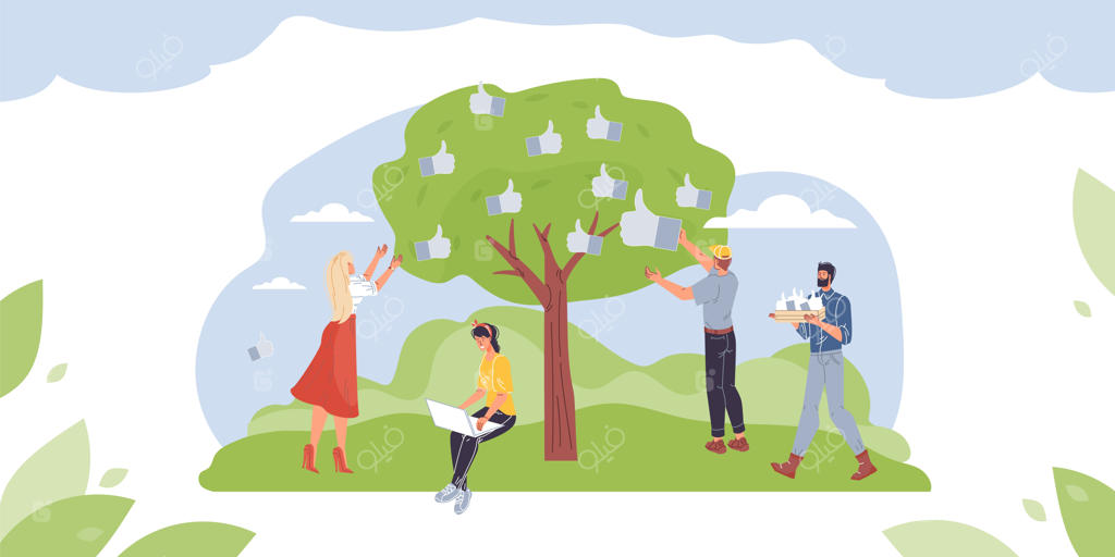 شخصیت‌های کارتونی که مانند نمادهای دست رشد و برداشت می‌کنند