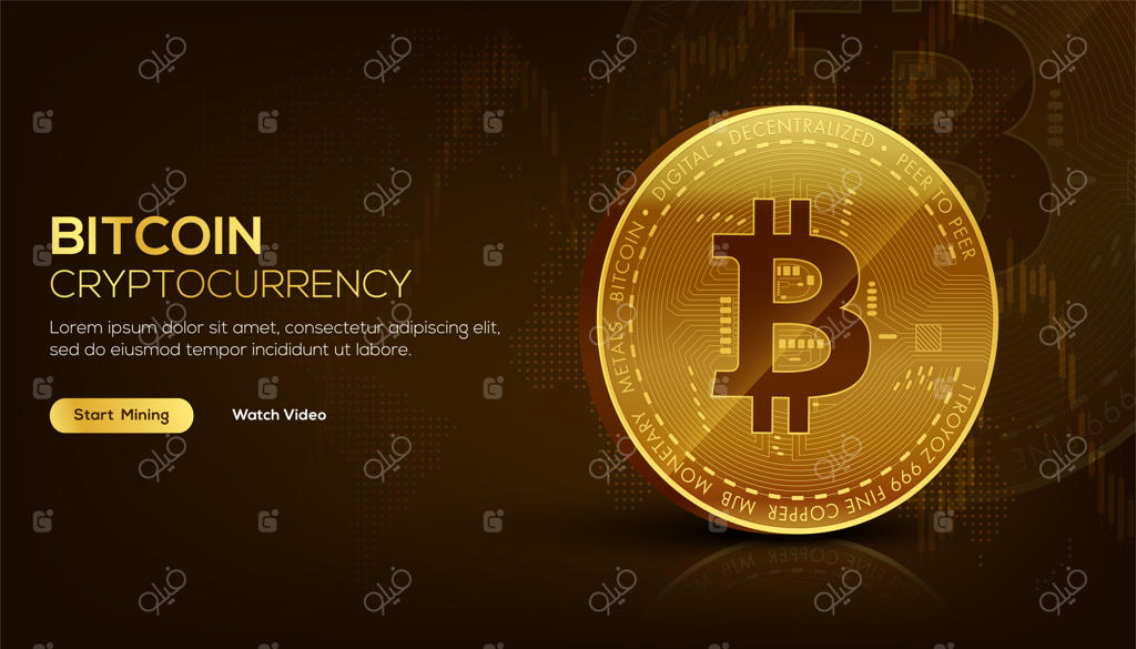 فناوری بلاکچین بیت‌کوین طلایی: مفهومی سه‌بعدی برای بنر یا کاور فناوری‌های آینده