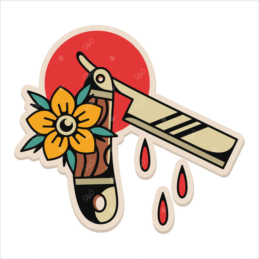 طراحی وکتور آرایشگر چاقودار