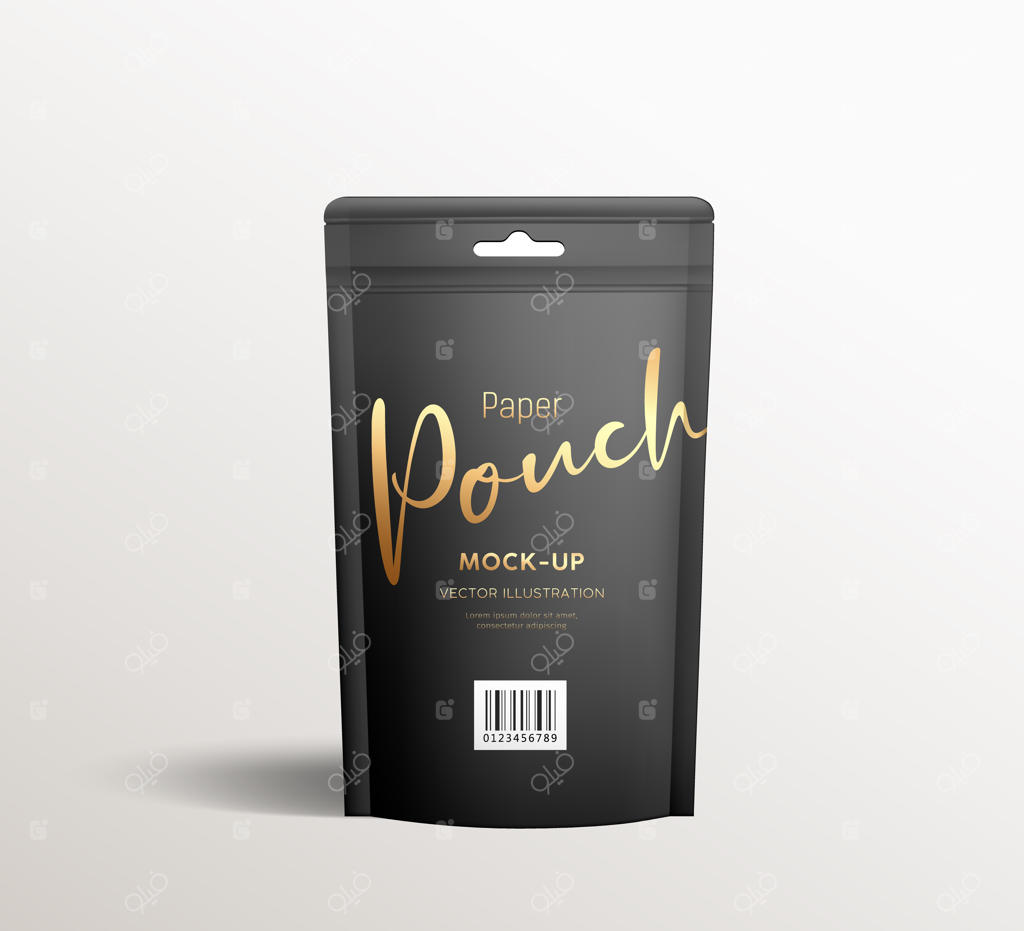 طرح بسته‌بندی نایلونی کرفت سیاه از نمای جلو، بر روی زمینه خاکستری